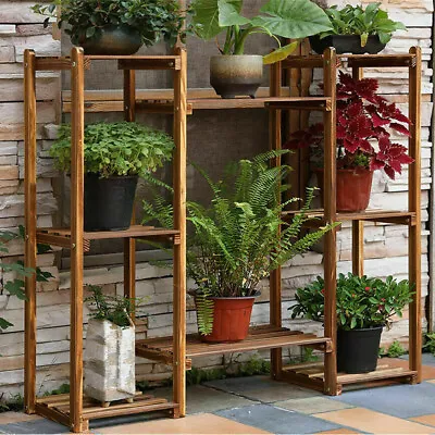 £25.93 • Buy Wooden Vertical Garden Planter Stand Plant Flower Pot Display Shelves Detachable