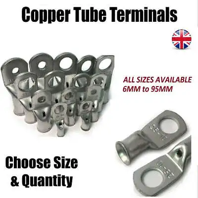 £2.99 • Buy Copper Tube Terminals Terminal Battery Welding Cable Lug Ring Crimp