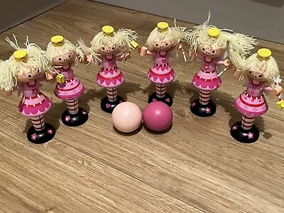 Orange Tree Toys Wooden Fairy Skittles Age 3+ Years 6 Pink Fairies 2 Balls • £10