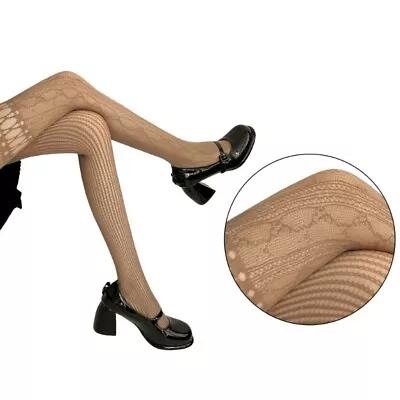 Women Sheer Lace Tights Stockings Hollowed Striped AB Fishnet Pantyhose • £5.54