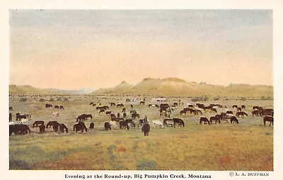 Evening At The Round Up Big Pumpkin Creek Montana L. A. Huffman Postcard • $19.68