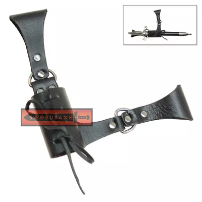 Medieval Sword & Dagger Frog Black Leather Lace Up Renaissance Belt Loop Holster • $19.99