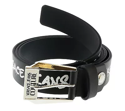 Versace Jeans Couture Black/White Signature Buckle Lettering Print  Leather • $132.22