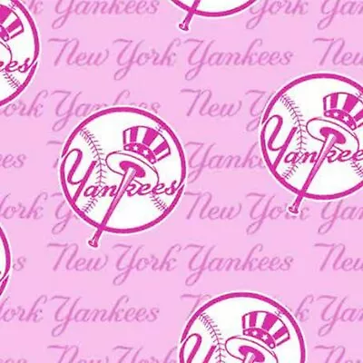 MLB New York Yankees Breast Cancer Pink 60399-B Cotton Fabric By The Yard • $19.95