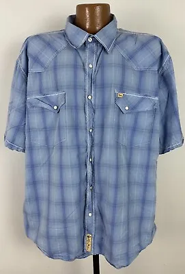Larry Mahan Western Shirt Men 3XL Short Sleeve Pearl Snap Cotton Casual Cowboy • $21.99