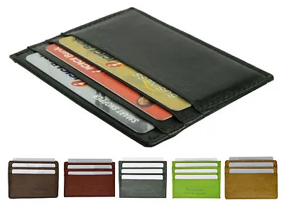 Genuine Leather Mens Thin Flat Light Credit Card Holder Case Front Pocket Wallet • $8.49