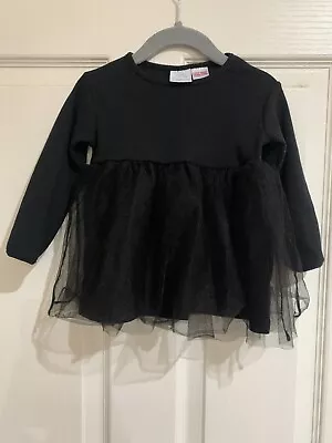 Zara Baby Girl Black Ribbed Mesh Tutu Dress 9-12 Months  • £10