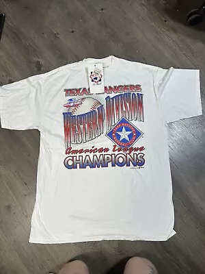 Vintage 1998 Texas Rangers Western Division Shirt Size XL MLB Baseball NEW NOS • $35.99