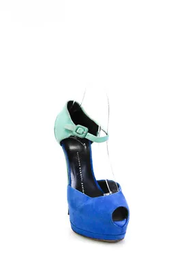 $89.99 • Buy Giuseppe Zanotti Design Womens Suede Peep Toe Stiletto Heels Blue Size 8US 38EU