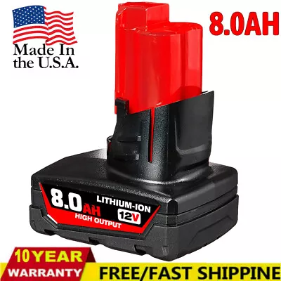 For Milwaukee 48-11-2480 M12 LITHIUM 8.0AH Extended Capacity Battery 48-11-2460 • $17.98