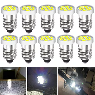 White E10 LED Bulbs 2016 8SMD 6V 12V DC White Lamp Torch Flashlight Light 1447 • $11.98
