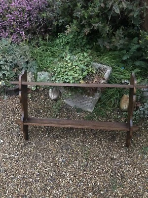 £149 • Buy Vintage Ercol? Long Wall Mounted Oak Wooden 2 Tier Shelf Plate Rack Scalloped
