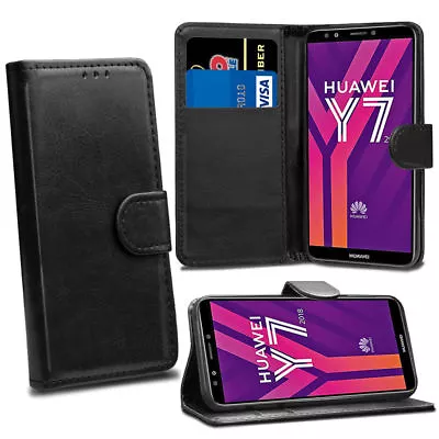 For Huawei Y7 2018 Phone Case Luxury Leather Magnetic Flip Wallet Stand Cover • £4.49