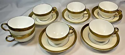 Set Of 5 MINTON K159 Bone China BUCKINGHAM White Gold Gilt CUP & SAUCER • $34.99