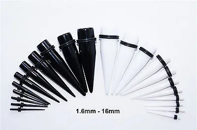 £1.17 • Buy Acrylic Ear Taper Stretching Tapers Stretchers Expanders Or Set Kit Black White