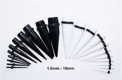 Acrylic Ear Taper Stretching Tapers Stretchers Expanders Or Set Kit Black White • £4.85