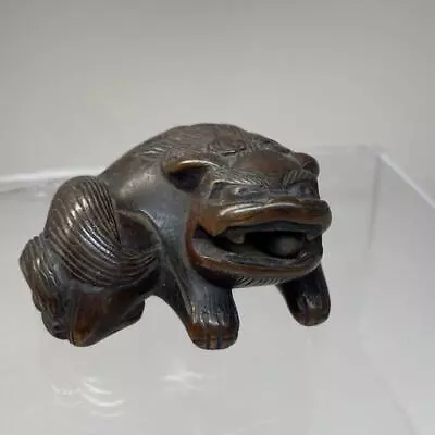 Netsuke Wood Carving SHISI LION Japanese Antique Inro Ojime 1.3 Inch • £578.52