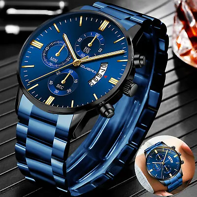 $13.28 • Buy Waterproof Men Watch Relojes De Hombre Stainless Steel Quartz Classic Wristwatch