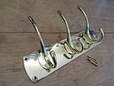 SOLID BRASS  Vintage Retro Victorian Hat And Coat Hook Rail Hanger Pegs • £8.99