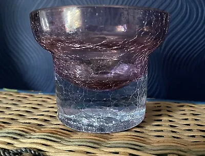 Crackle Glass Tea Light Holder | Soft Purple | Heavy Crackle Glass Candle Holder • £6.50