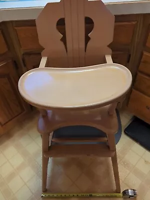 Vintage Solid Wood  High Chair Made By Phoenix Wood Comp Sheboygan WI 18.5 X 37  • $59.99