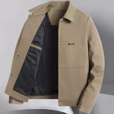 Men's Lapel Business Casual Jacket Simple Button Long Sleeve Coat Outwear Tops • $34.83