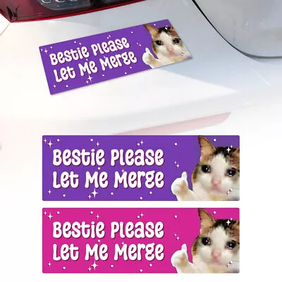 Bestie Please Let Me Merge Cat Crying Decal Waterproof Sad Cat Stickers HQ • $11.61