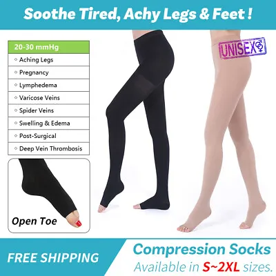 Compression Pantyhose Stockings Swelling Varicose Veins Edema Thrombosis Tights • £29.84