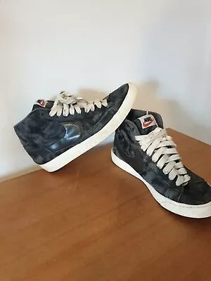 £15 • Buy Rare Vintage Womens Nike Blazer High Trainers - UK 4.5, Black Suede