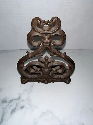 Vintage Door Stop Stay Holder Filagree Fleur De Lis Cast Iron 1 Lb 12 Oz • $25