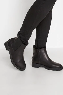 Yours Curve Women's Plus Size Faux Fur Chelsea Boots In Wide E Fit & Wide • £44.99