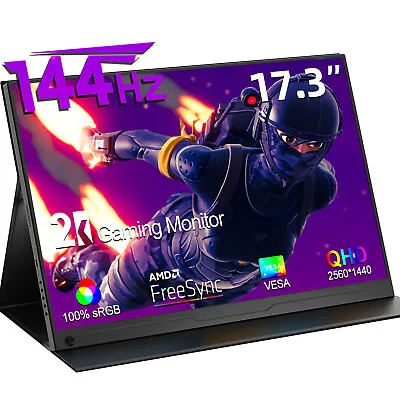 UPERFECT 17.3 Inch 2K Portable HDR Gaming Monitor 144Hz IPS Display 2560 X 1440 • $299.99