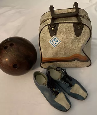 Vintage Brunswick Galaxie 330 Bowling Ball-Bag And Unkown Bowling Shoes Size 11 • $24