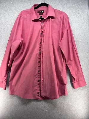 J.Ferrar Mens Button Up Pink Collared Stretch Button XL Cotton Long Sleeves • $7.98