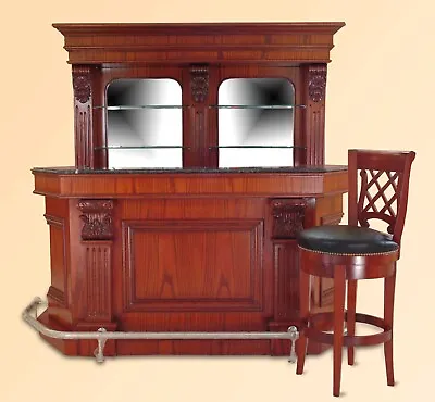 7ft Oak Wood Marble-Top Custom Home Bar - Bar 246ANG • $7750