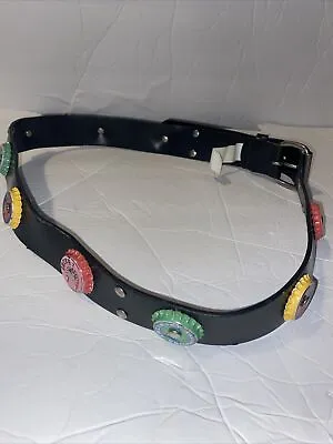 $9.99 • Buy Vtg. Bottle Cap Belt. Colorful, Unique. Black Bonded Leather. LG. RL101700103