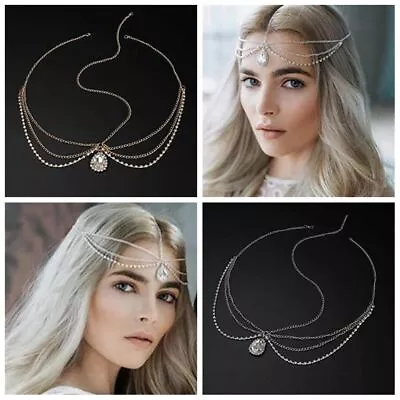 £3.59 • Buy Hair Jewelry Wedding Jewelry Crystal Rhinestone Head Chain Water Drop Pattern