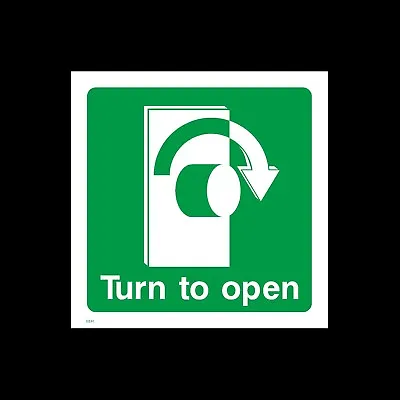 £0.99 • Buy Turn To Open Right Sticker 75x75mm, Fire Exit, Emergency (EE41)