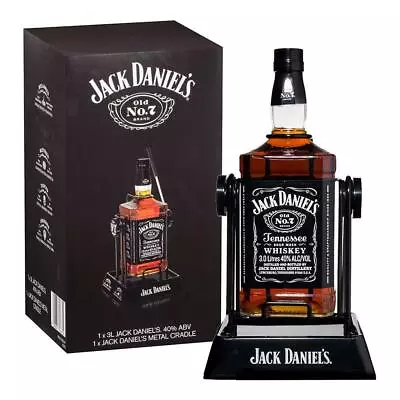 JACK DANIEL'S Old No. 7 Black Label Tennessee Whiskey On Cradle 3 Litre • $405.59