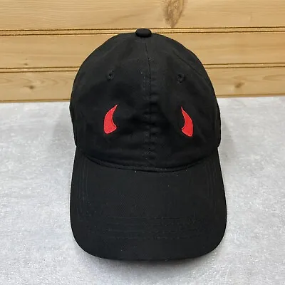 Red Devil Horns Hat Ball Cap ADJUSTABLE Strap Back Black Relaxed Fit Embroidered • $13.48