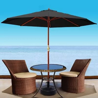 $91.95 • Buy 3M Outdoor Umbrella UV Sun Garden Deck Patio Shade Beach Canopy With Crank Black