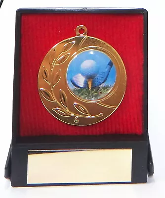 45mm  GOLF MEDAL IN PRESENTATION BOX FREE ENGRAVING FREE POSTAGE • £3.99