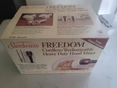 Vintage Sunbeam Freedom Cordless Rechargeable Heavy Duty Hand Mixer W/Base 03116 • $69.99