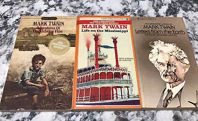 Lot Of 3 Vintage Mark Twain Paperback Books  Huckleberry Mississippi Letters • $0.99