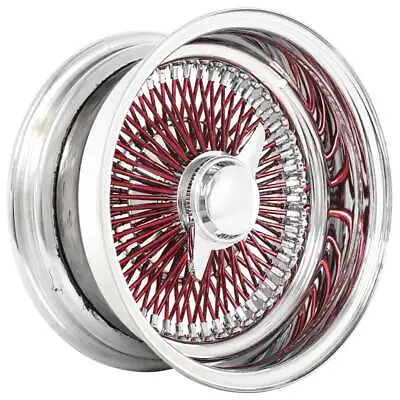 13 14  LA Wire Wheels Reverse 100-Spoke Straight Lace Chrome With Red Spoke(W80) • $1799
