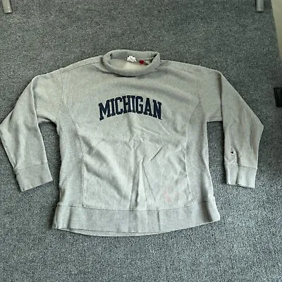 Vintage Michigan Wolverines Sweater Womens XL Champion Reverse Weave Mock Neck • $28.65