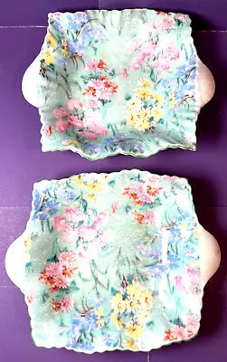 £49.43 • Buy Shelley Bone China MELODY Pattern PAIR Sweet Meat Dish ~ 4  Square