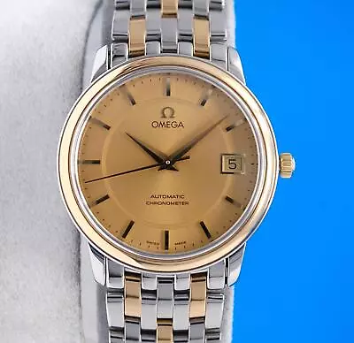 Mens Omega DeVille Prestige 18K Automatic Chronometer Watch - Gold Dial 4300.11 • $1745