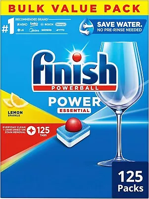 New Finish Power Essential Dishwashing Tablets Lemon Sparkle 125 Tablets • $57.19