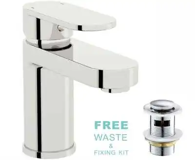 New Modern Basin Sink Tap Mixer Mono Bloc Bathroom Waterfall Tap Chrome Brass • £24.95